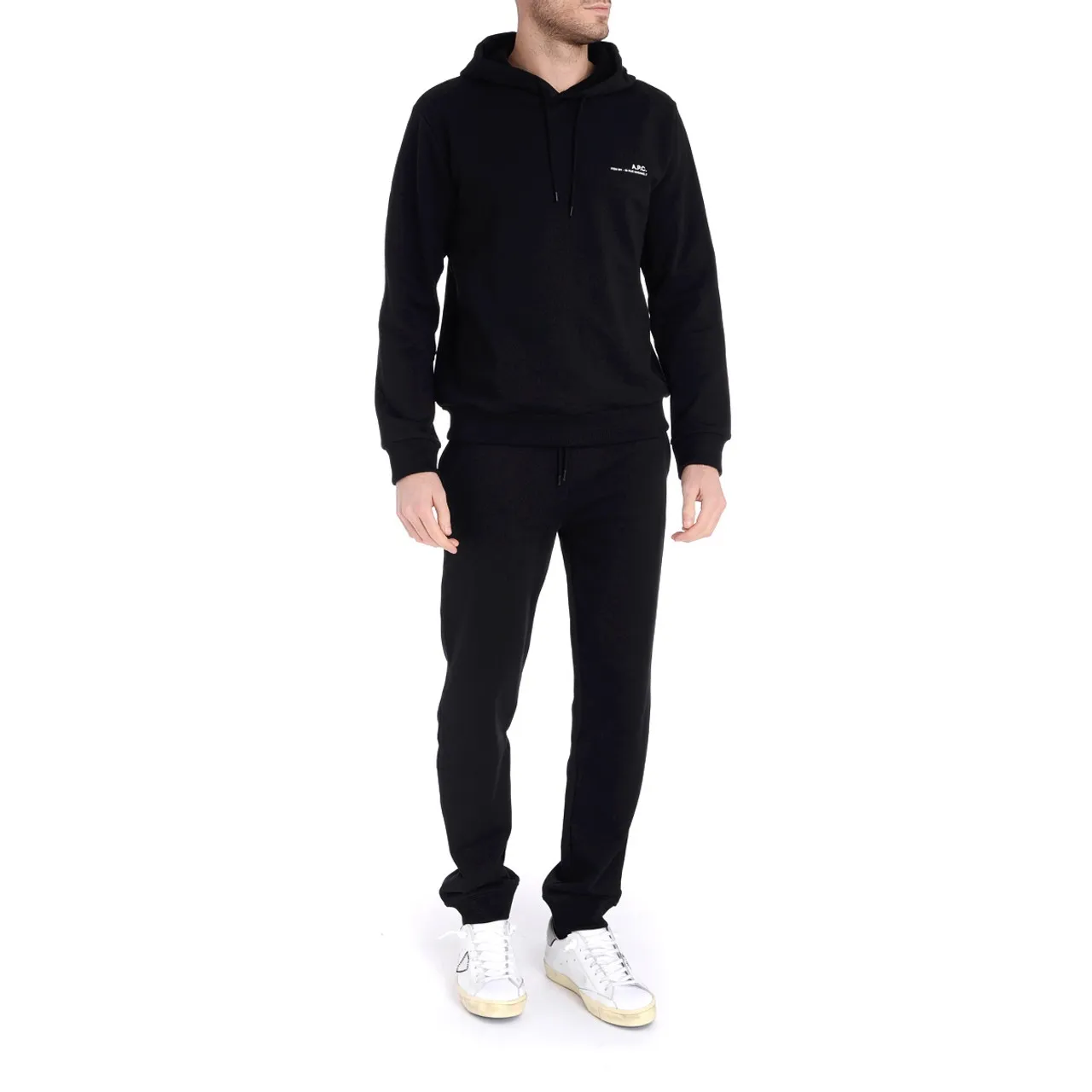 A.P.C. Pantalon Jogging noir en coton chiné