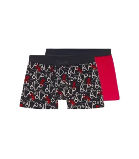 AUBADEMEN Lot de 2 Boxers Homme Coton Modal DUO HCNO Noir Rouge
