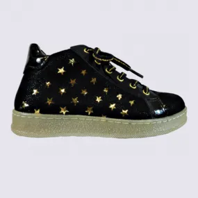 Baskets Bellamy, baskets étoiles à lacets filles en cuir noir  | Igert Chaussure&Maroquinerie