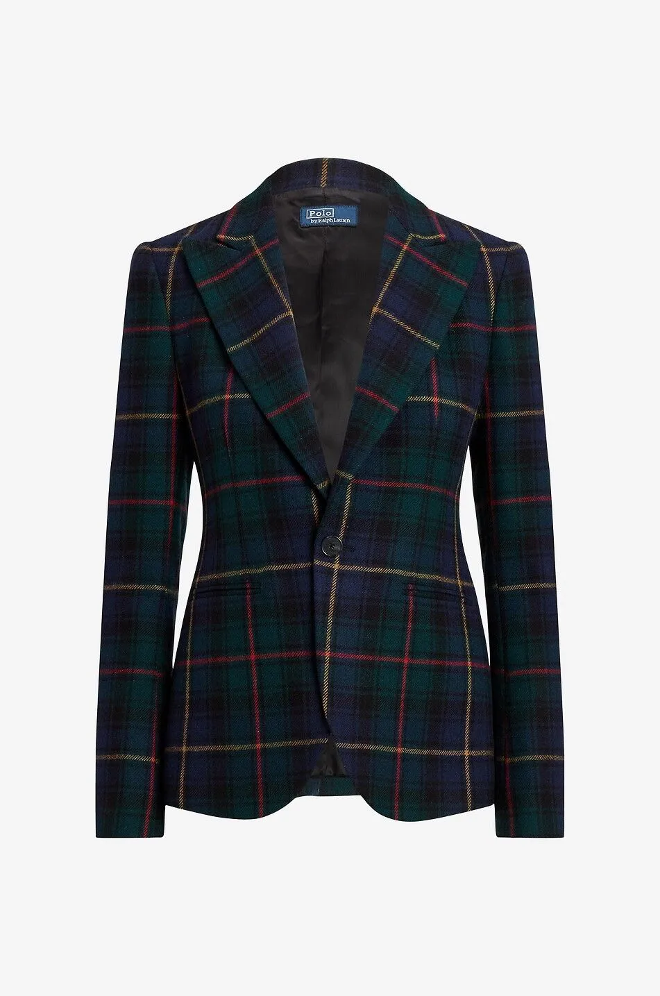Blazer cintré en laine motif tartan