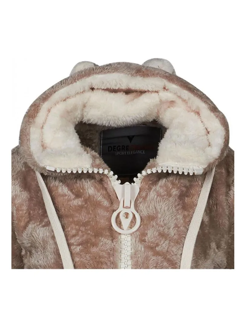 Blouson polaire à capuche femme ARELI - Gris taupe