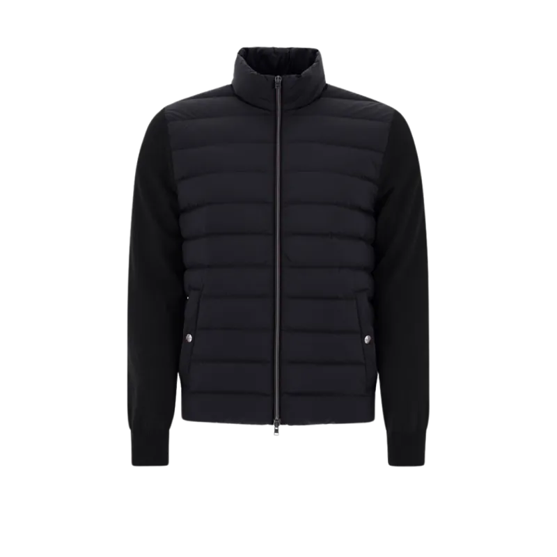 Bomber Ambra bi matière maille laine nylon noir