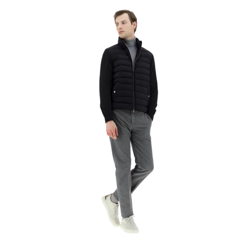 Bomber Ambra bi matière maille laine nylon noir