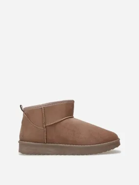 Boots basses en suédine fourrées- Taupe