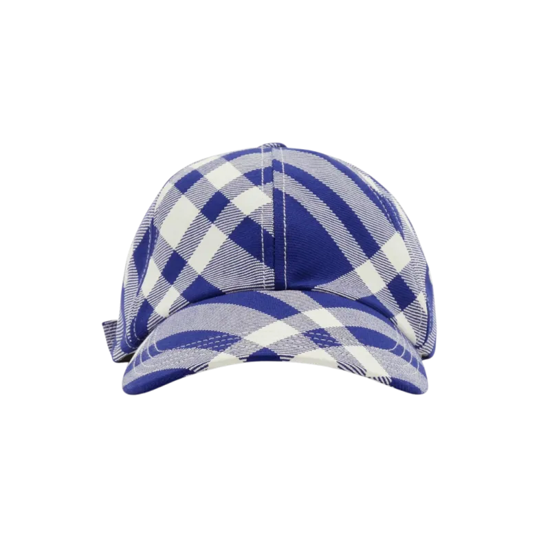 Casquette baseball laine carreaux check blanc bleu