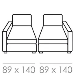 Chauf. longue 78 cm - Un accoudoir 11 cm 