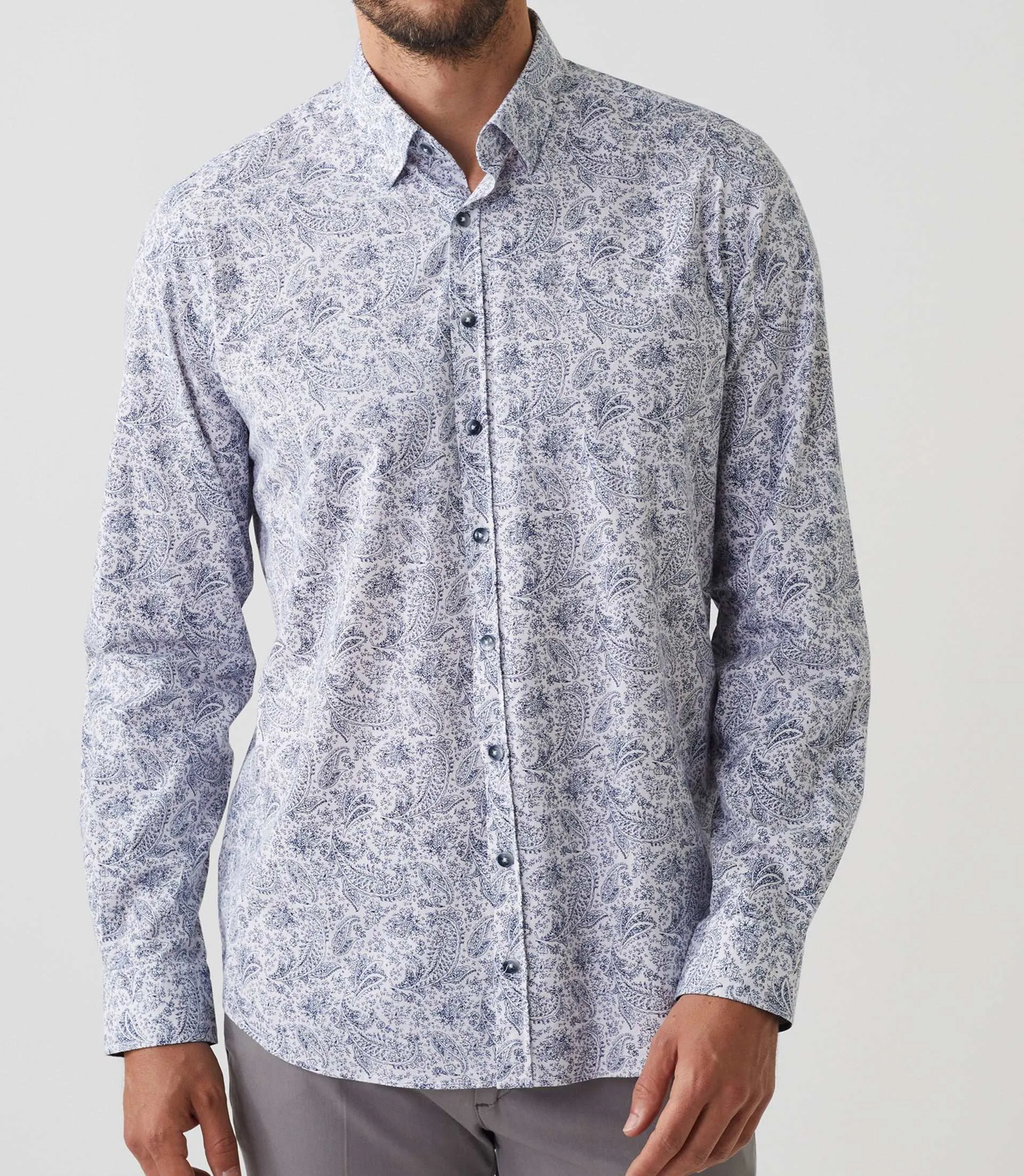Chemise casual imprimé blanc-marine 