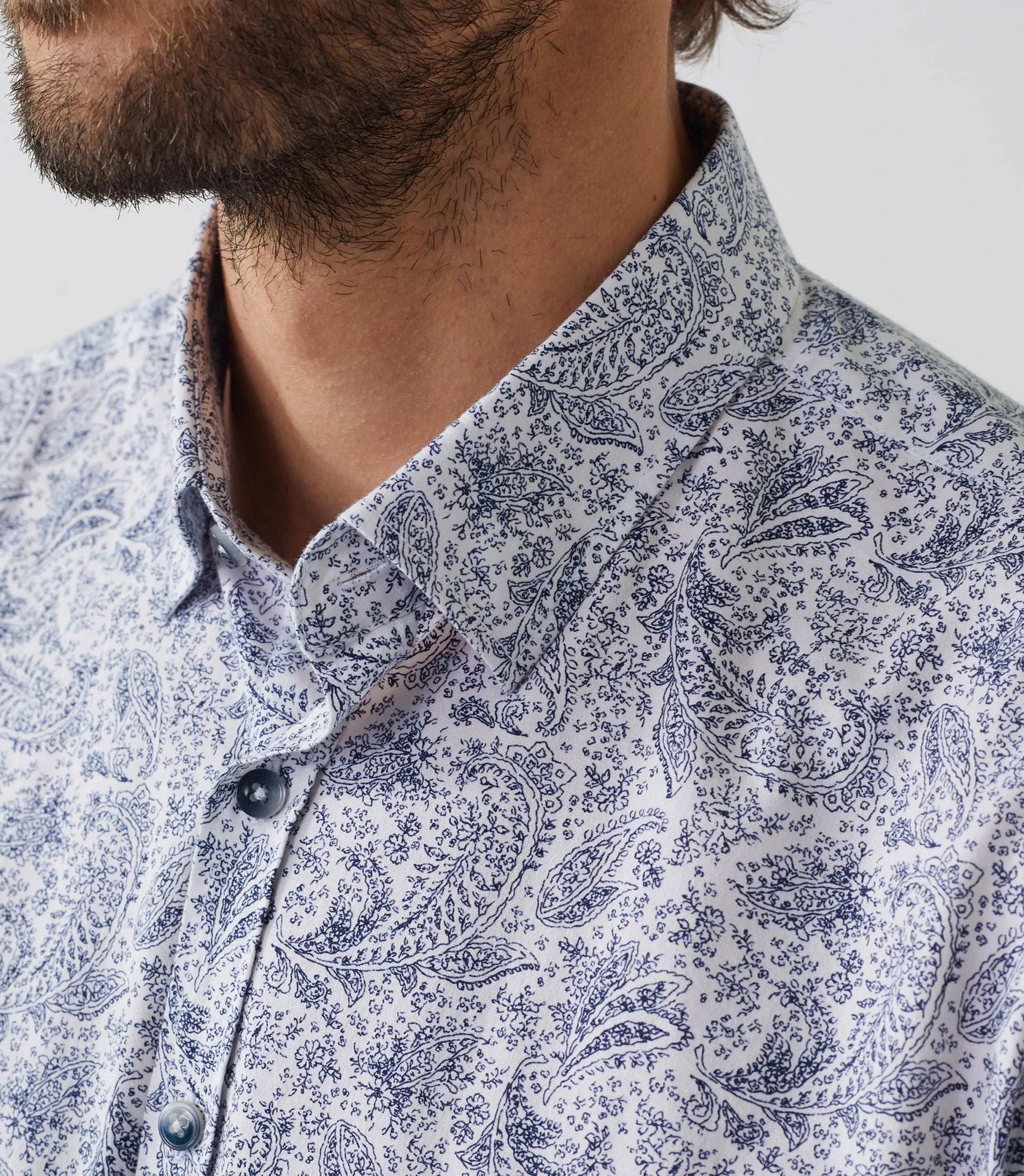 Chemise casual imprimé blanc-marine 