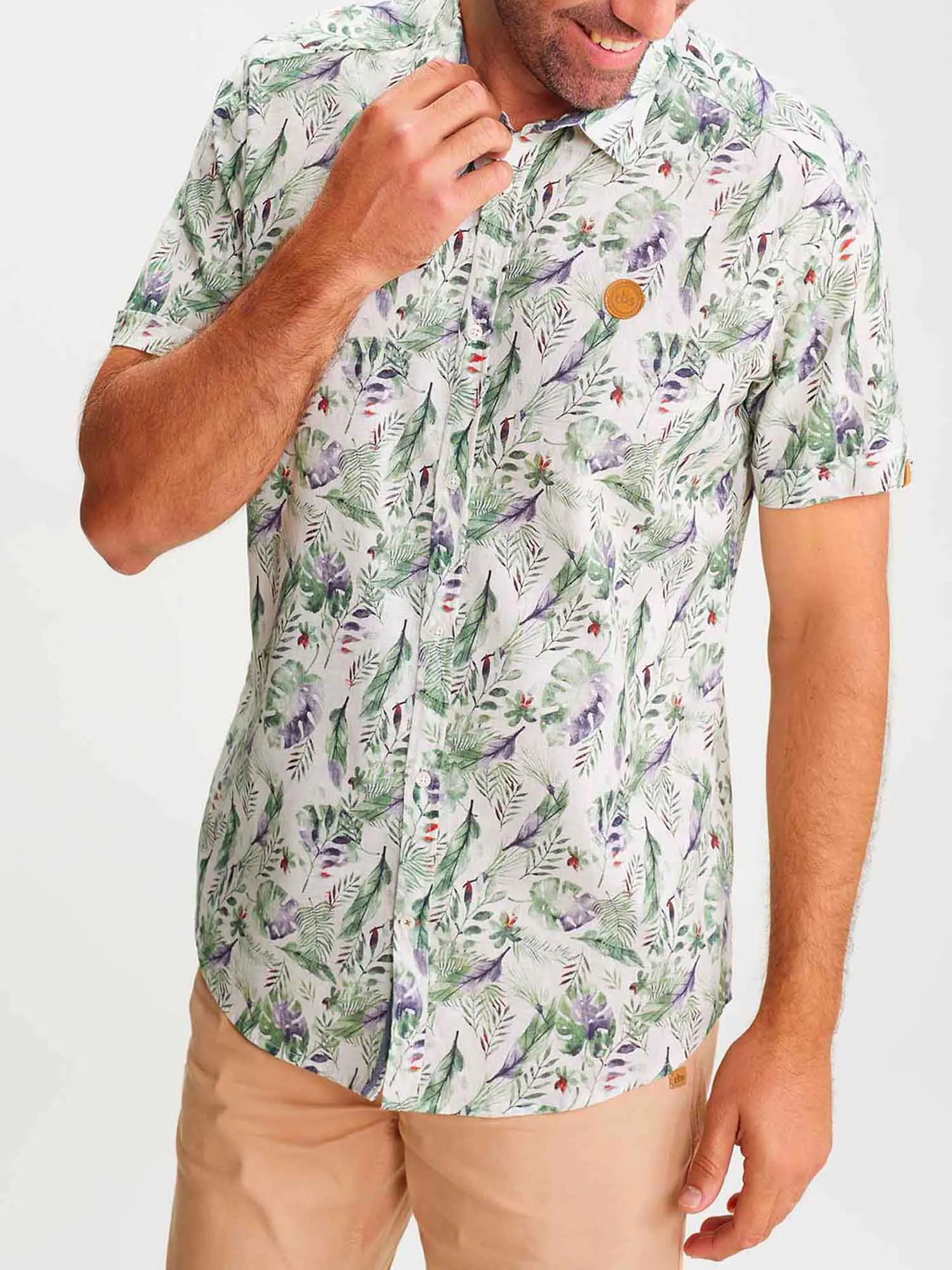 Chemise Homme En Lin Motif Vert tbs