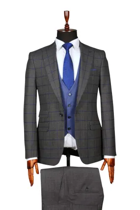 Costume 3 Pieces Deux Tons Gris Bleu