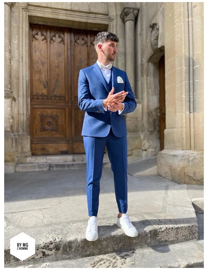 COSTUME 3P LOUIS BLEU MOTIF