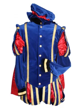 Costume de la Renaissance Européenne Bleu et Rouge Homme