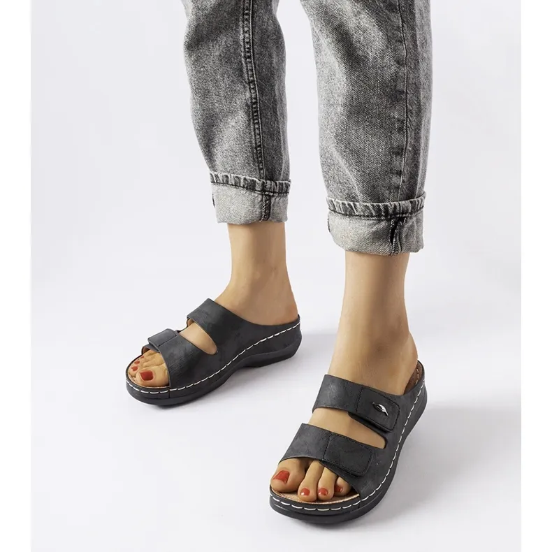 Evento Mules compensées basses Fréchette noires le noir