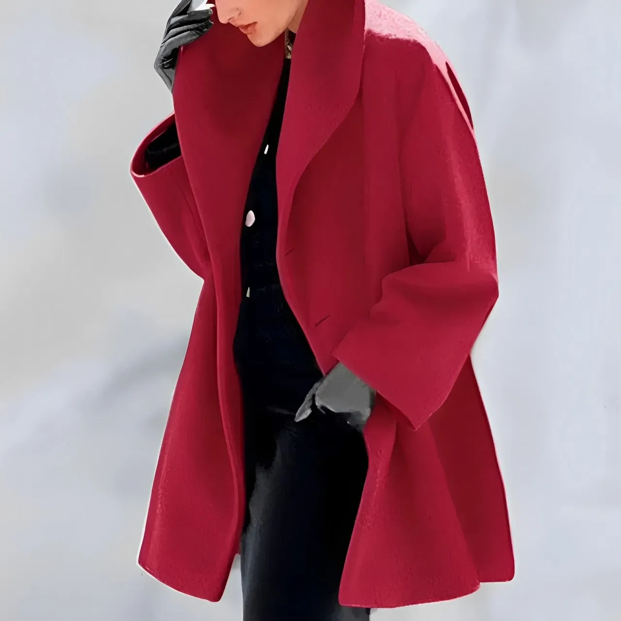 Femme - Manteau - Laine chaude - Manteau décontracté élégant avec col 