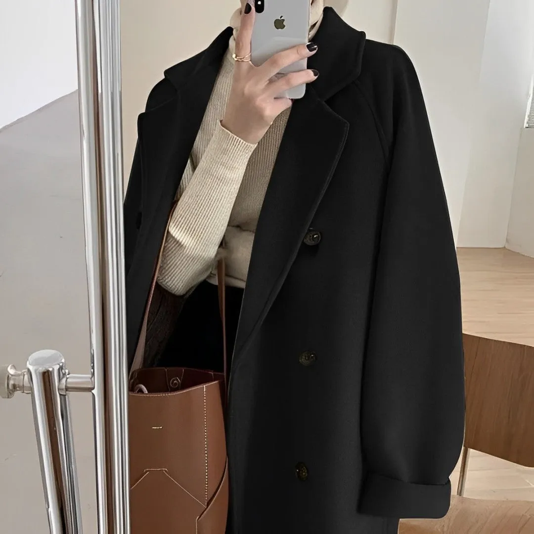 Femme - Manteau long - Laine chic - Élégance vintage intemporelle pour