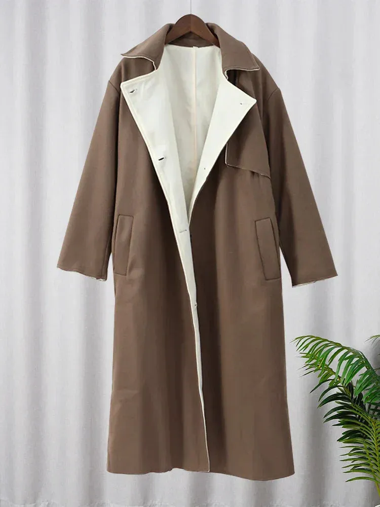 Femme - Manteau Long - Laine Élégante et Chaude - Vêtement d'Hiver Con