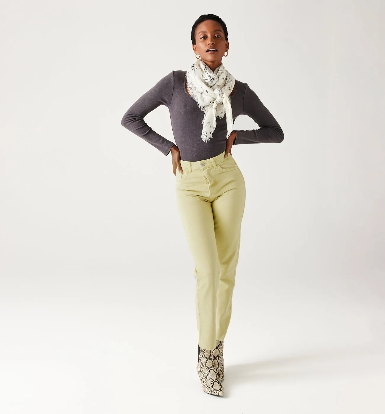 Jean droit taille haute BASILE - Jaune