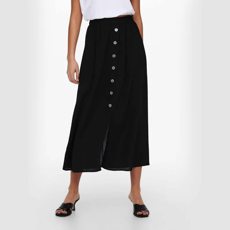Jupe longue légère fluide boutons élastique Femme ONLY à prix 