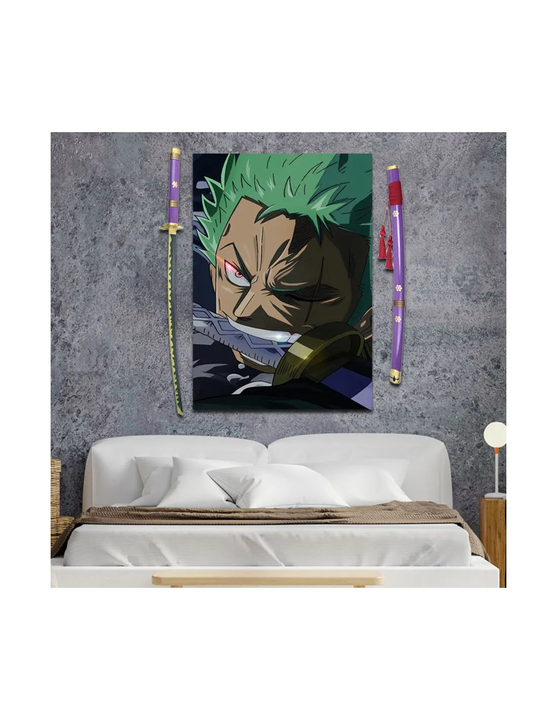 Lilas Katana Pack Zoro Roronoa Enma + Bannière, One Piece ⚔️ Boutique Épées
