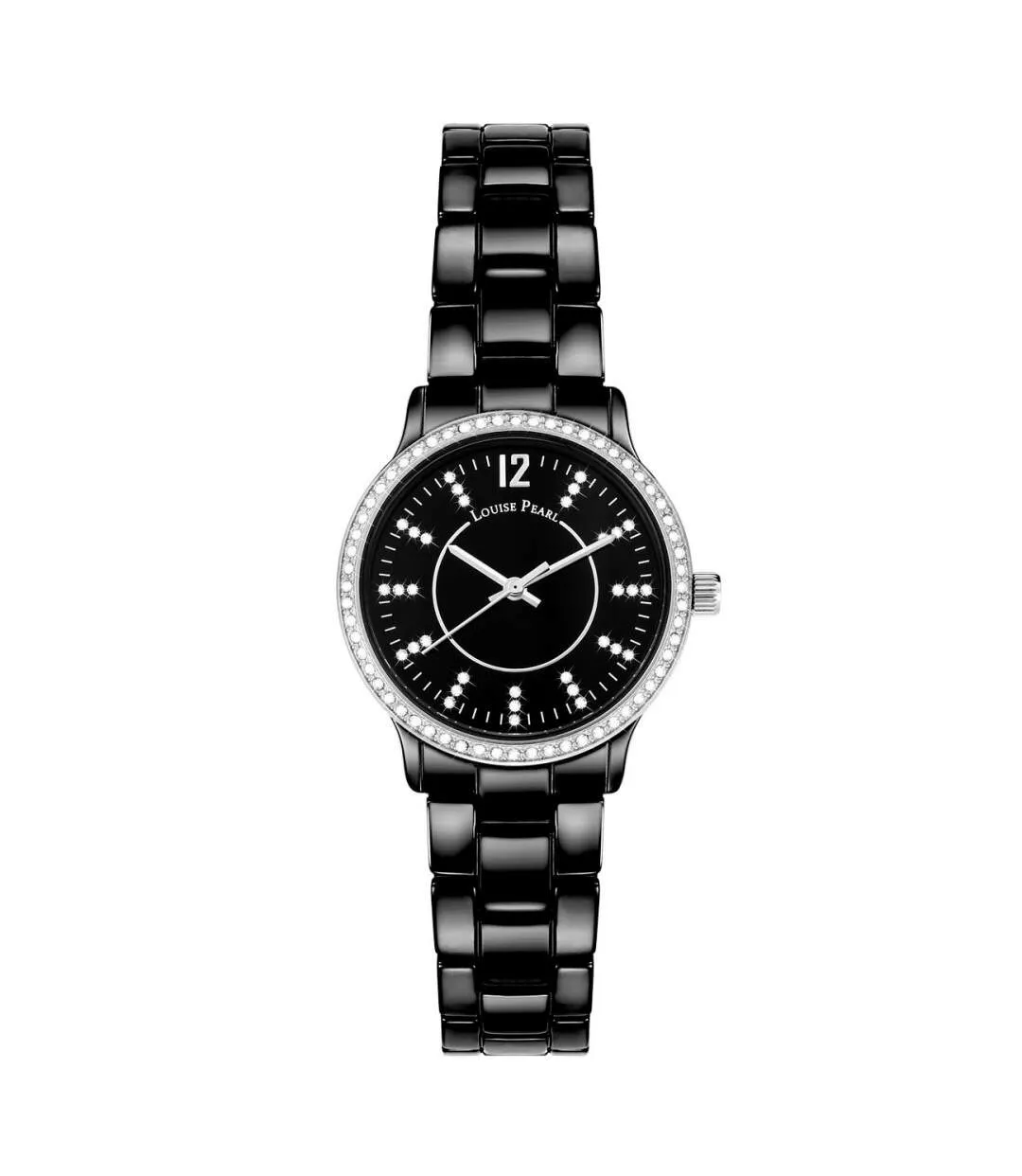 Montre Femme ornée Cristaux Swarovski® Céramique Noire Louise Pearl LP30