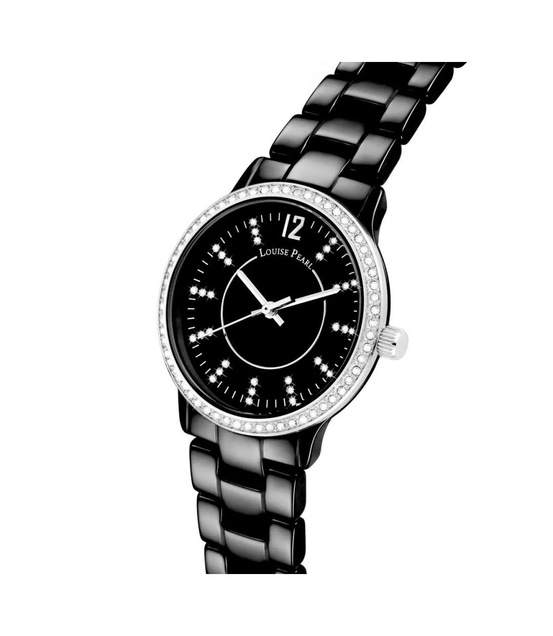 Montre Femme ornée Cristaux Swarovski® Céramique Noire Louise Pearl LP30