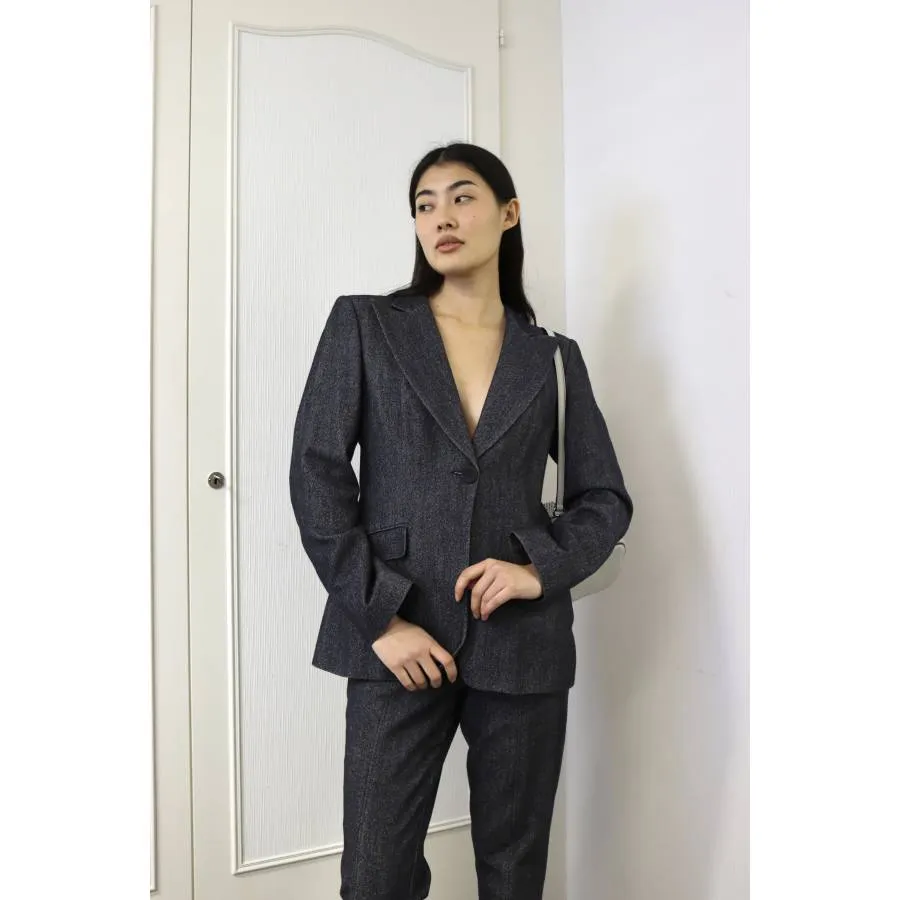 Moschino Ensemble de costume en laine et coton gris