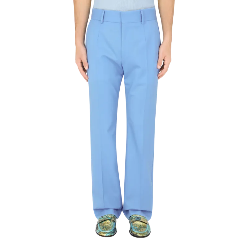 Pantalon en laine stretch bleu azur