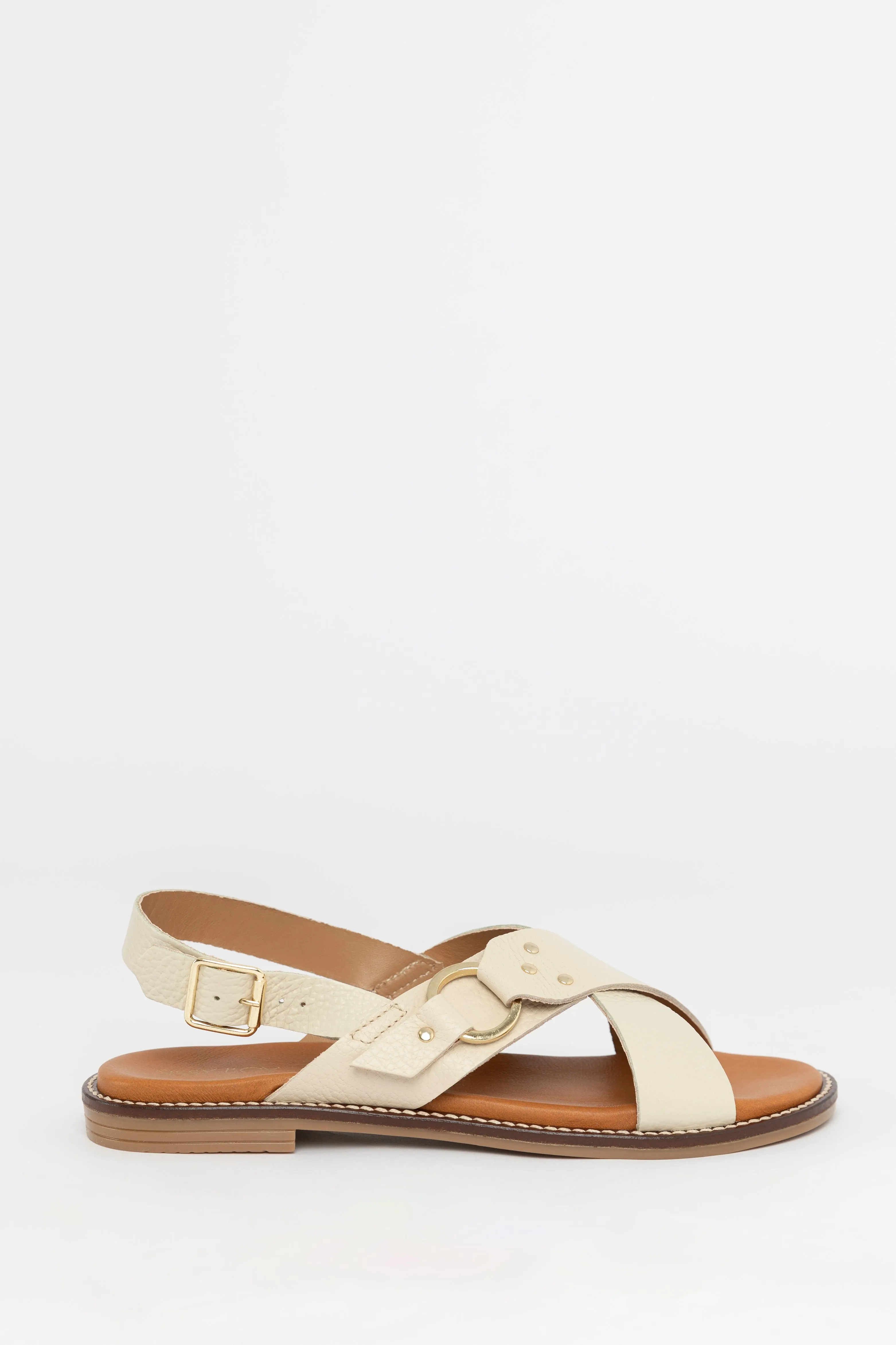 Sandales avec brides croisées - blanc cassé