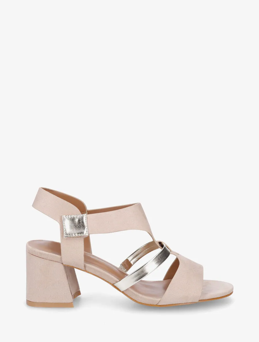 Sandales en suédine à liseré irisé - Beige