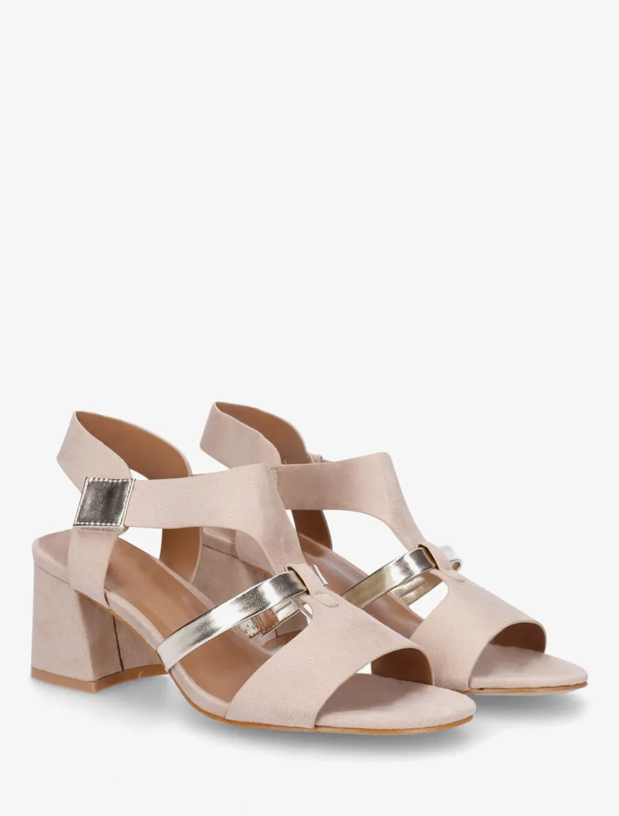 Sandales en suédine à liseré irisé - Beige