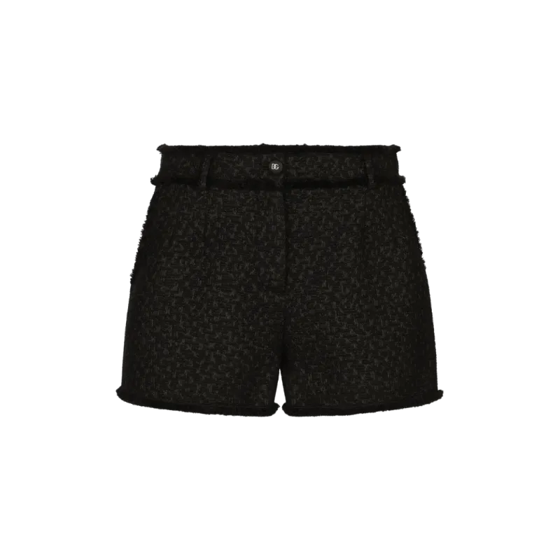 Short tweed laine raschel noir