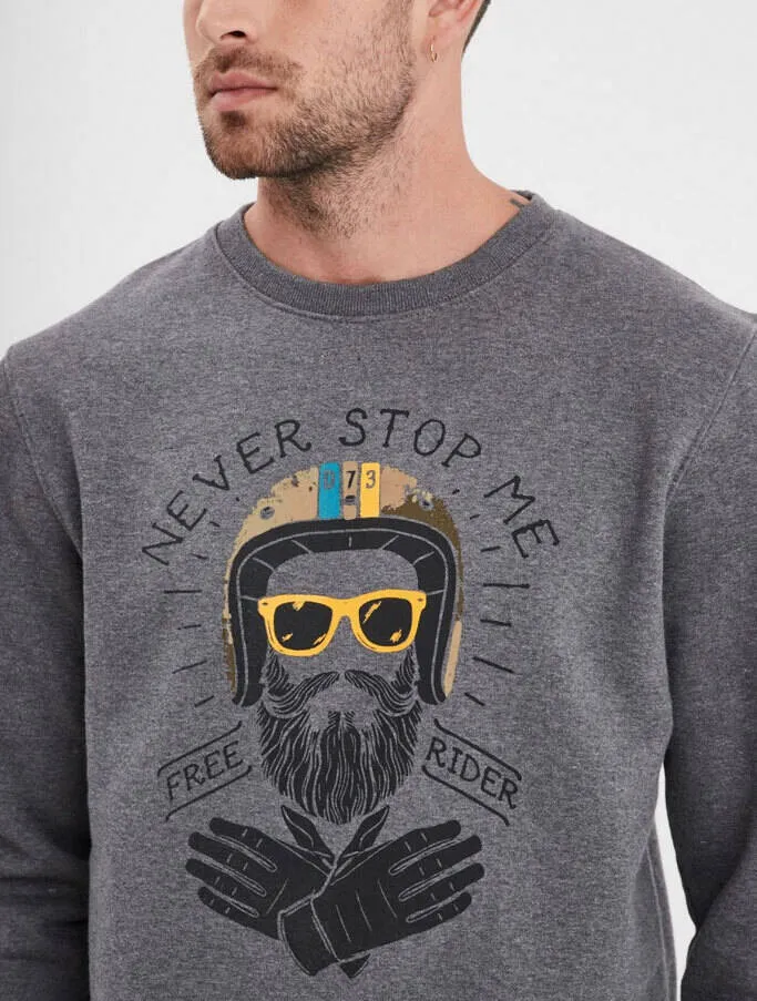 Sweat biker vintage gris foncé