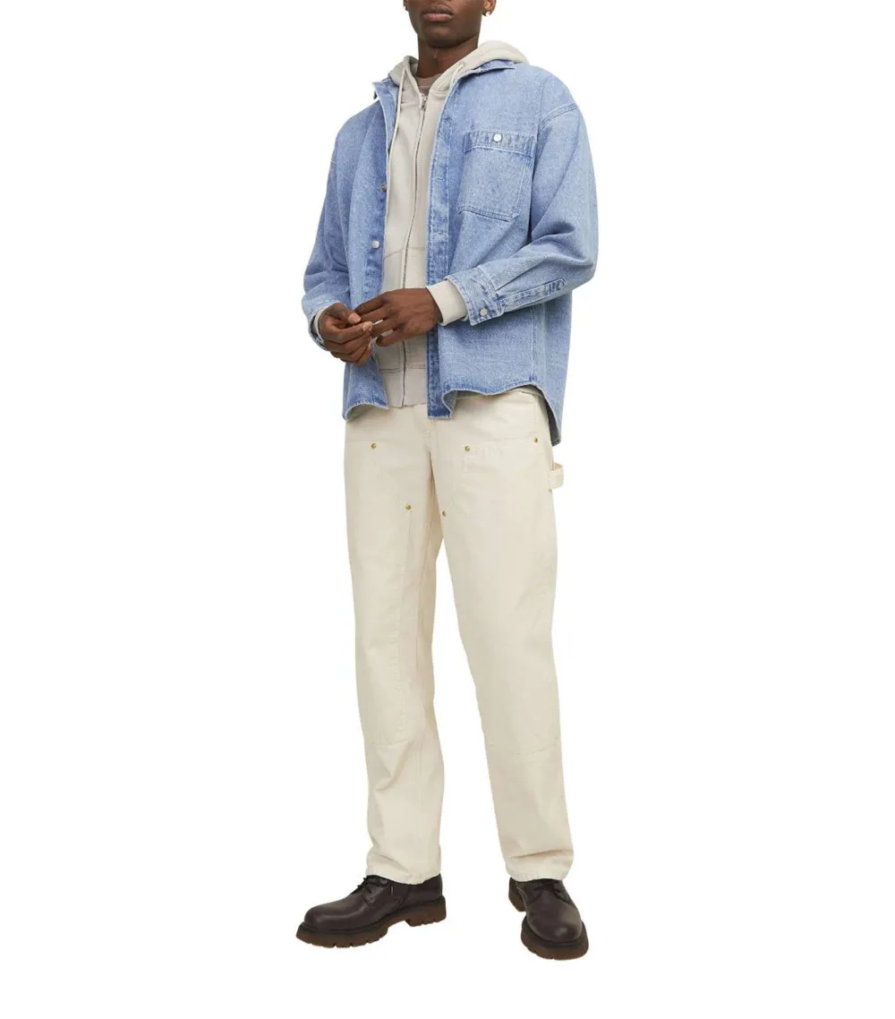 Sweat Jack & Jones coton avec manches longues et col à capuche beige