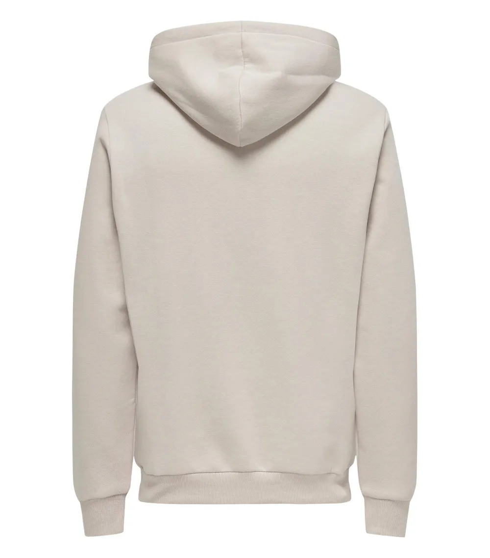 Sweat Only&Sons avec manches longues et col à capuche écru