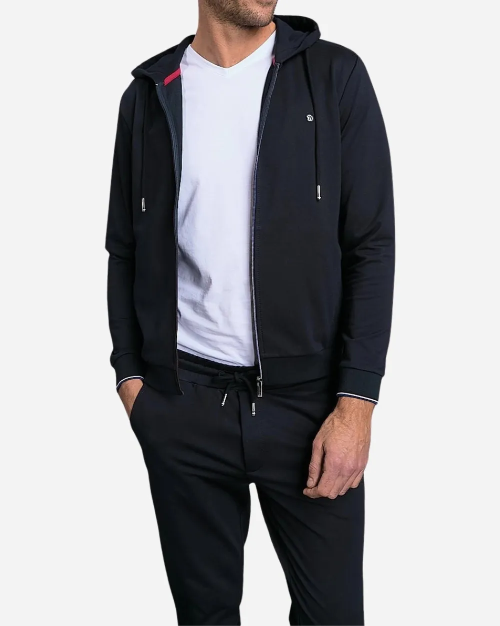 Sweat à capuche zippé marine