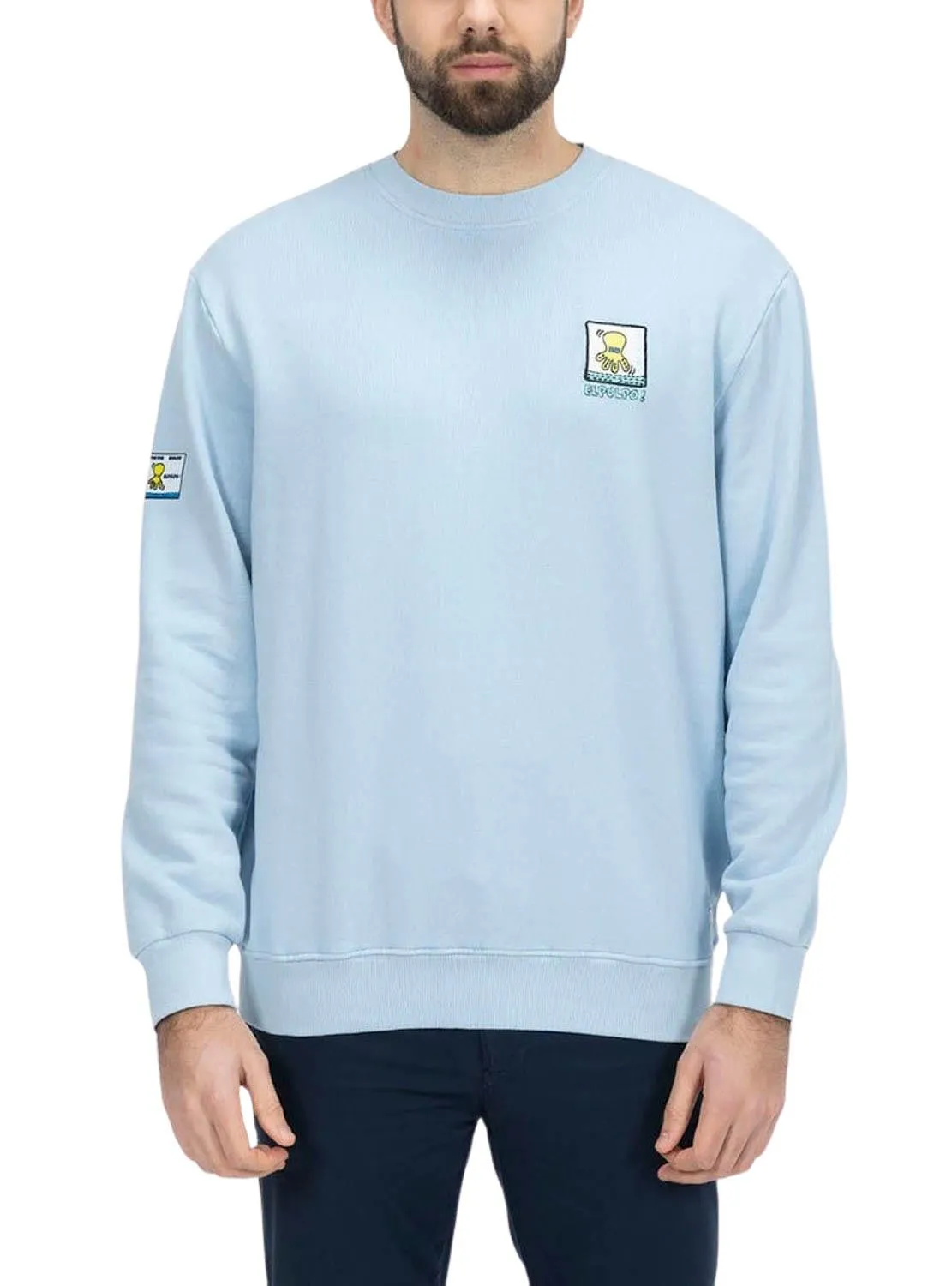 Sweatshirt El Pulpo Patch Imprimé Bleu Homme