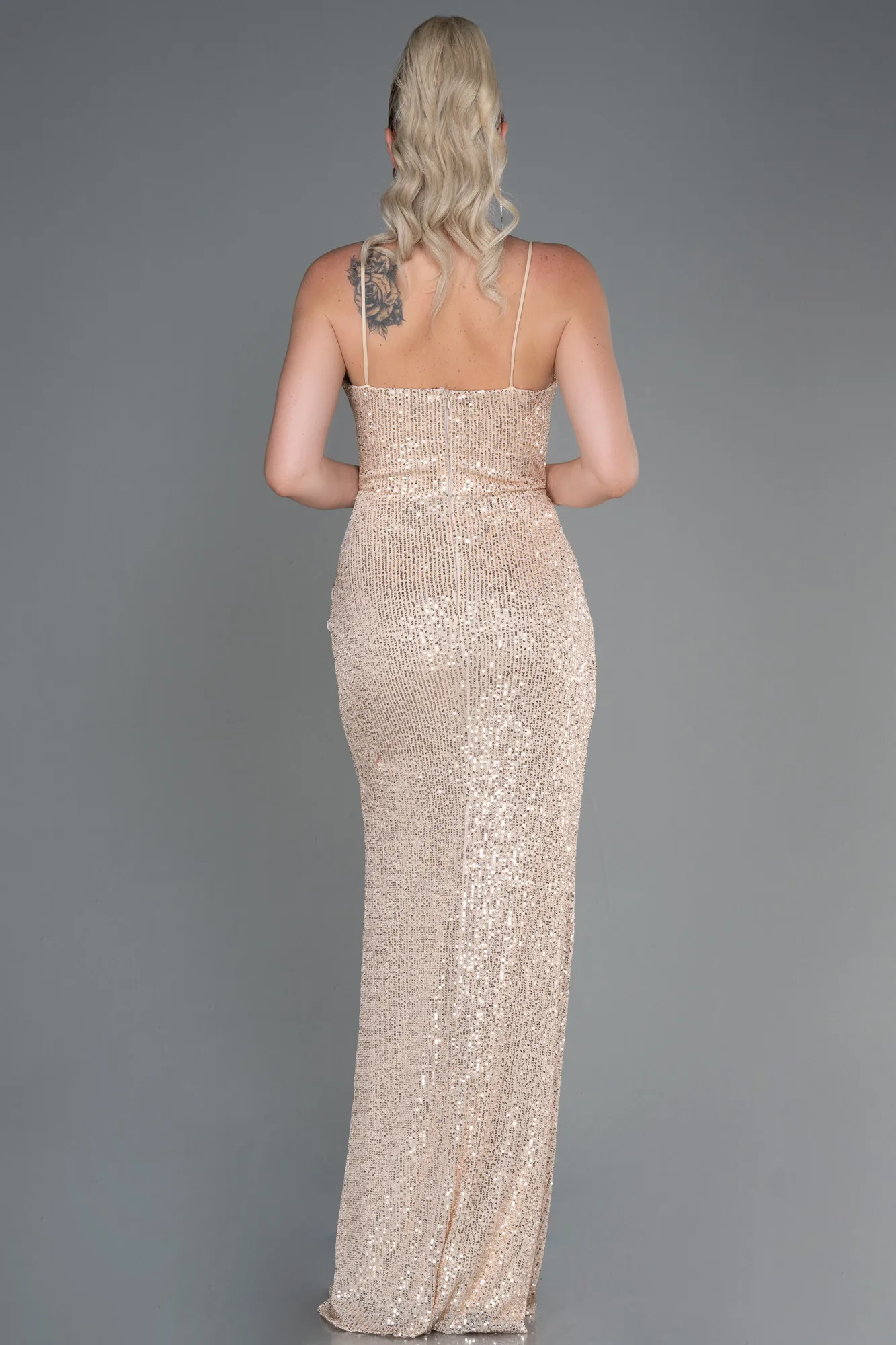 Tenue de Soirée Longue Squameuse Bleu Marine ABU3246
