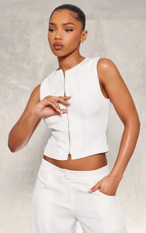 Top sans manches crème deluxe à détail tissé